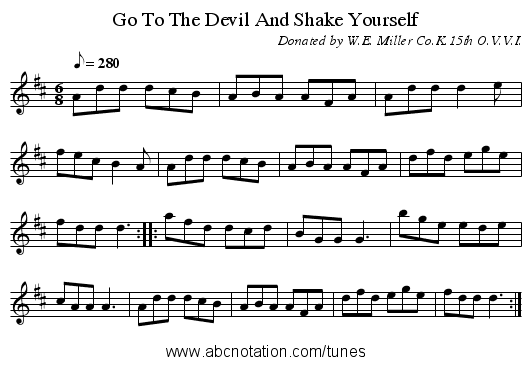 Go To The Devil And Shake Yourself - staff notation