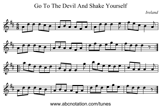 Go To The Devil And Shake Yourself - staff notation