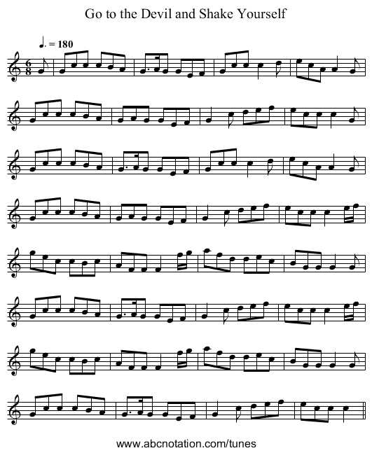 Go to the Devil and Shake Yourself - staff notation