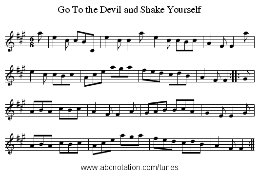 Go To the Devil and Shake Yourself - staff notation