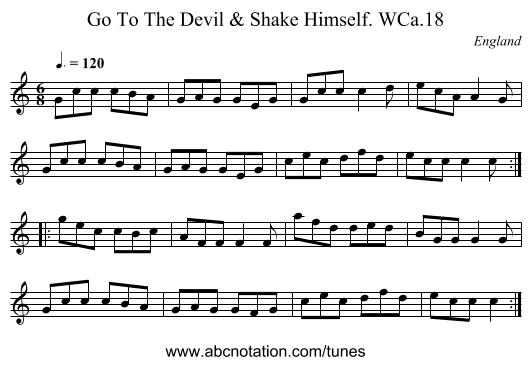 Go To The Devil & Shake Himself. WCa.18 - staff notation