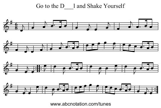 Go to the D___l and Shake Yourself - staff notation