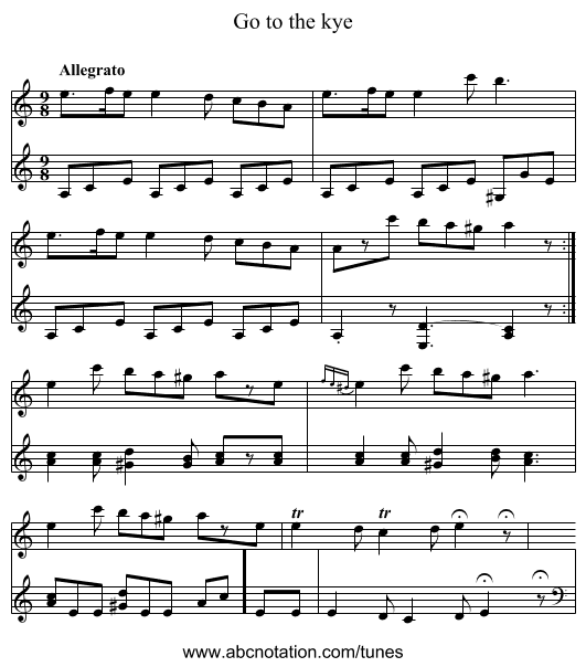 Go to the kye - staff notation