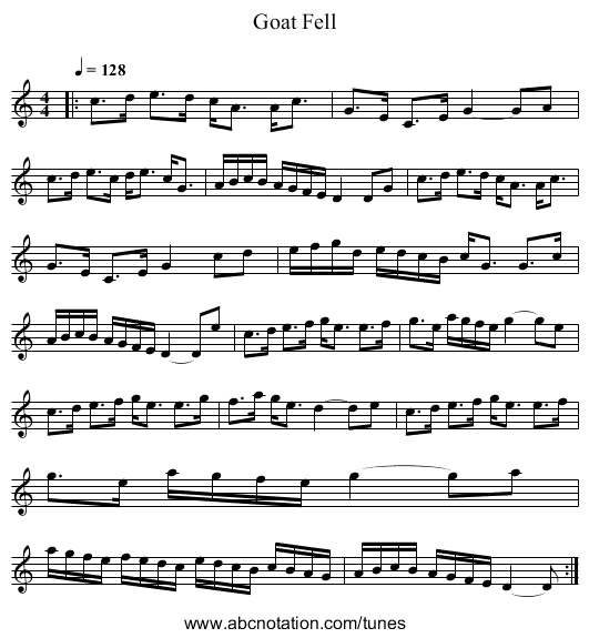 Goat Fell - staff notation