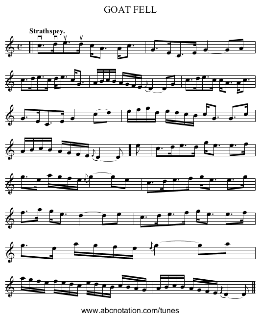 GOAT FELL - staff notation
