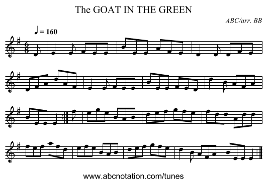 GOAT IN THE GREEN, The - staff notation