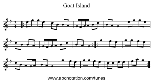 Goat Island - staff notation