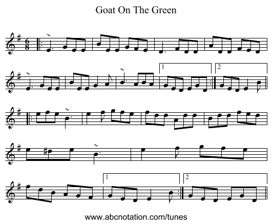 Goat On The Green - staff notation