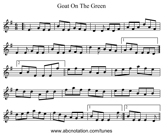 Goat On The Green - staff notation