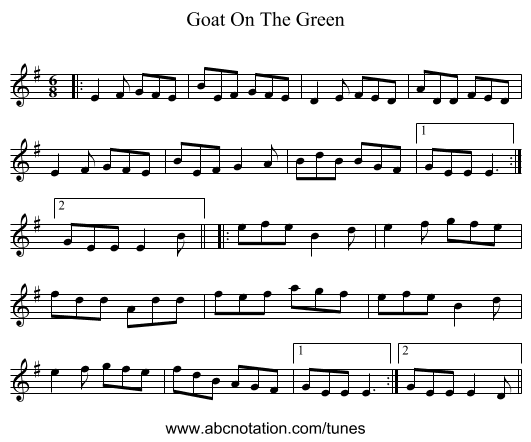Goat On The Green - staff notation