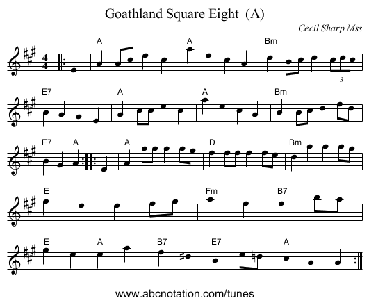Goathland Square Eight  (A) - staff notation