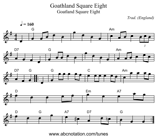 Goathland Square Eight - staff notation