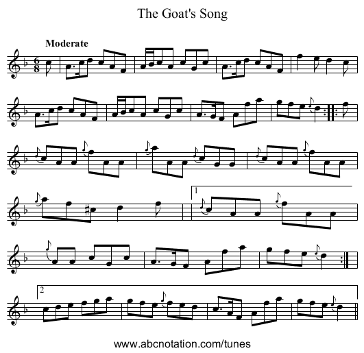 Goat's Song, The - staff notation