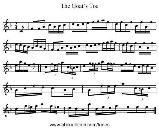 Goat’s Toe, The - staff notation