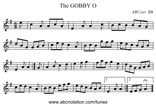 GOBBY O, The - staff notation