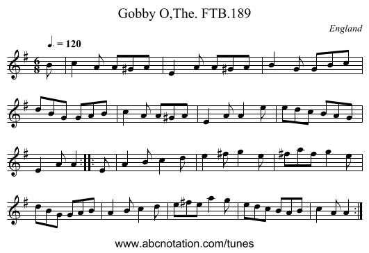 Gobby O,The. FTB.189 - staff notation