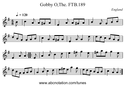 Gobby O,The. FTB.189 - staff notation