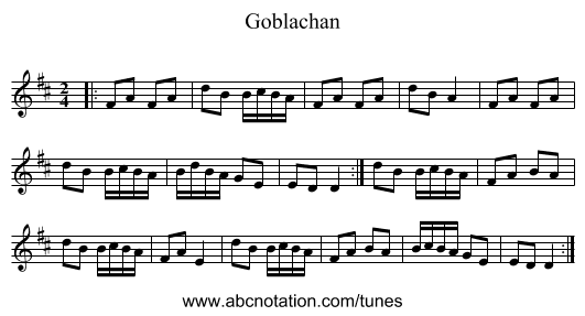 Goblachan - staff notation