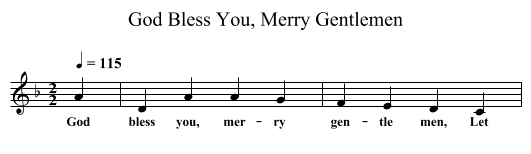 God Bless You, Merry Gentlemen - staff notation