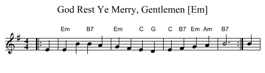 God Rest Ye Merry, Gentlemen [Em] - staff notation