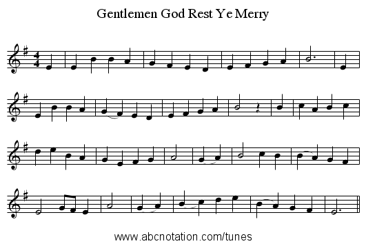 God Rest Ye Merry, Gentlemen - staff notation