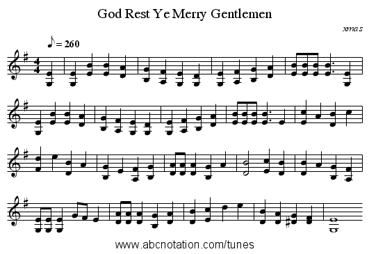 God Rest Ye Merry Gentlemen - staff notation