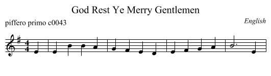 God Rest Ye Merry Gentlemen - staff notation