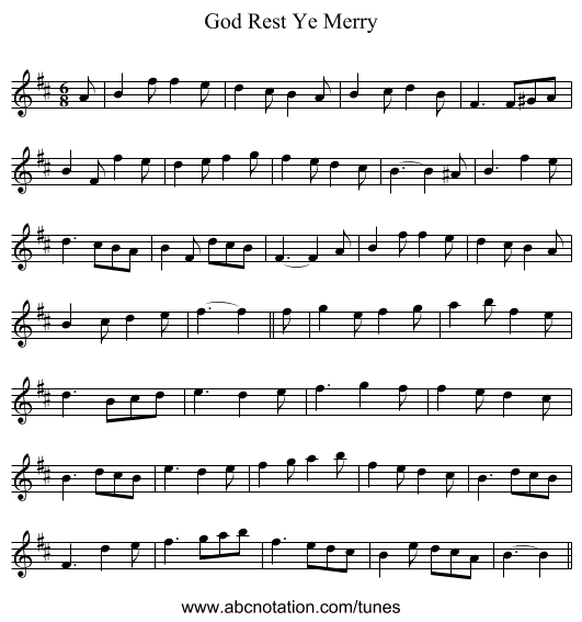 God Rest Ye Merry - staff notation