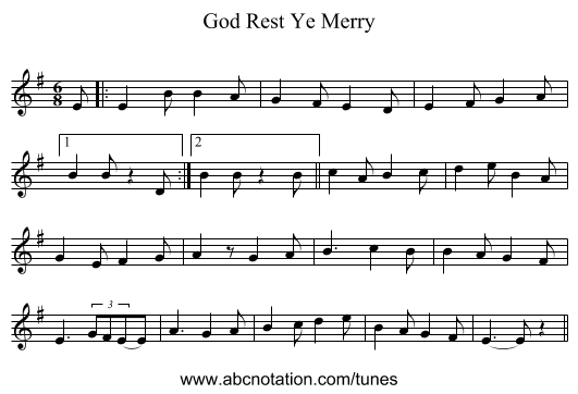 God Rest Ye Merry - staff notation