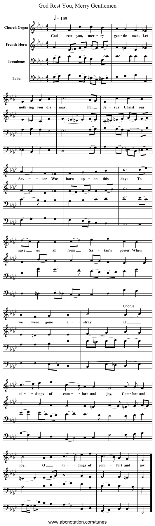 God Rest You, Merry Gentlemen - staff notation