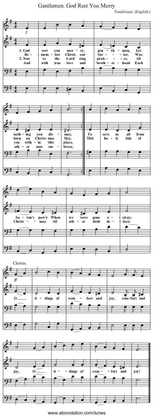 God Rest You Merry, Gentlemen. - staff notation