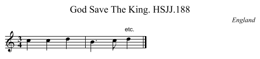 God Save The King. HSJJ.188 - staff notation