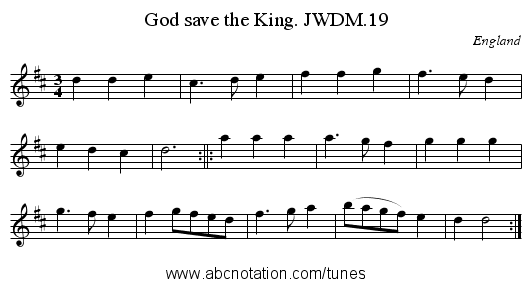 God save the King. JWDM.19 - staff notation