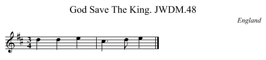 God Save The King. JWDM.48 - staff notation