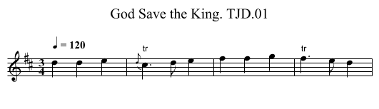God Save the King. TJD.01 - staff notation