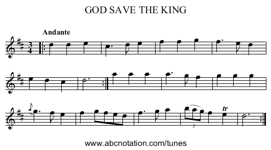 GOD SAVE THE KING - staff notation