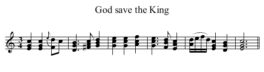 God save the King - staff notation