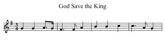 God Save the King - staff notation