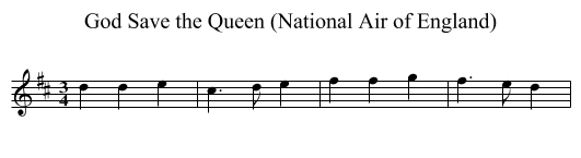 God Save the Queen (National Air of England) - staff notation