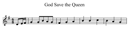 God Save the Queen - staff notation