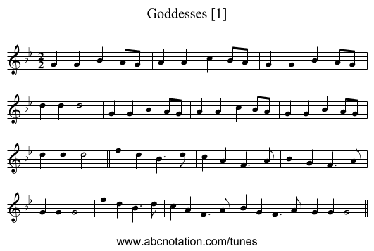 Goddesses [1] - staff notation