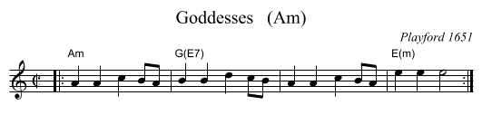 Goddesses   (Am) - staff notation