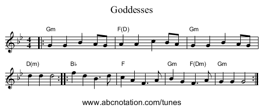 Goddesses - staff notation