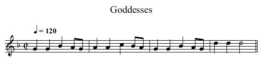 Goddesses - staff notation