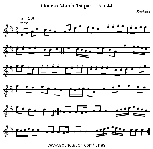 Godess March,1st part. JNu.44 - staff notation