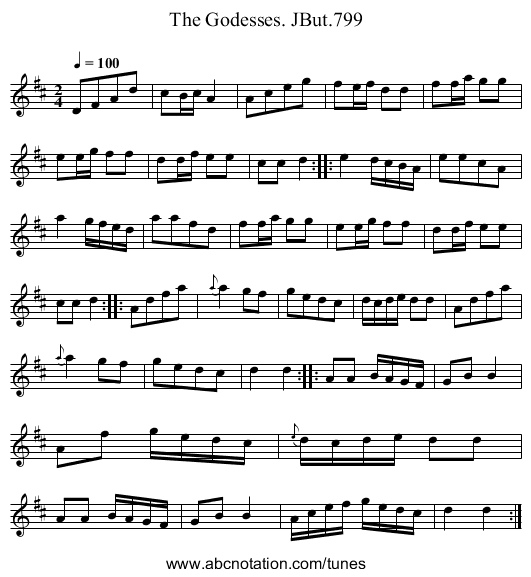 Godesses. JBut.799, The - staff notation