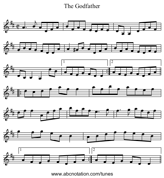 Godfather, The - staff notation
