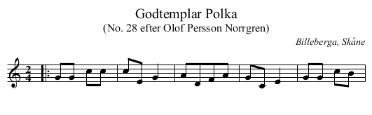 Godtemplar Polka - staff notation