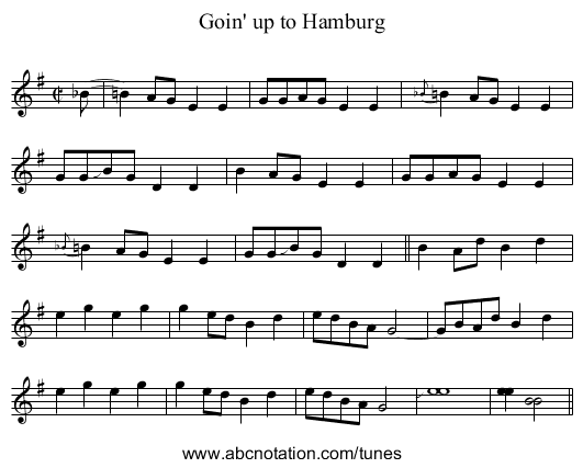 Goin' up to Hamburg - staff notation