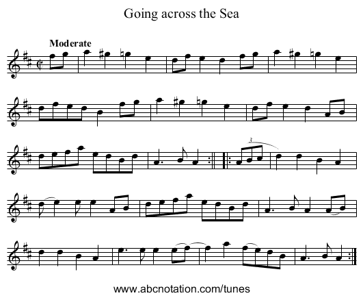 Going across the Sea - staff notation